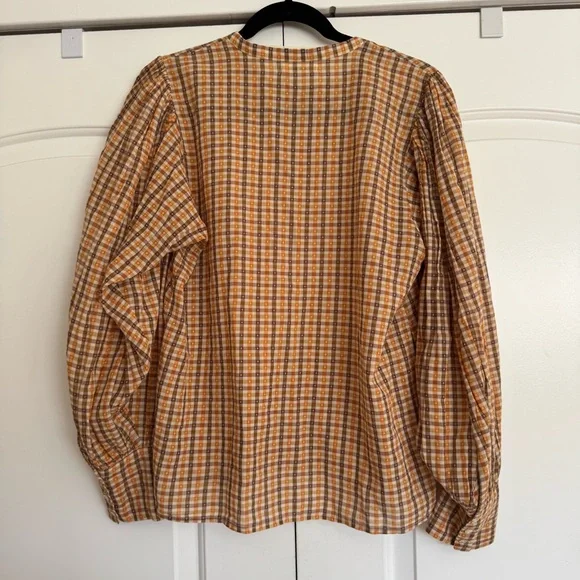 DOEN Scarlet Blouse Orange Meringue Plaid
Cotton Top Blouse - Picture 6 of 8